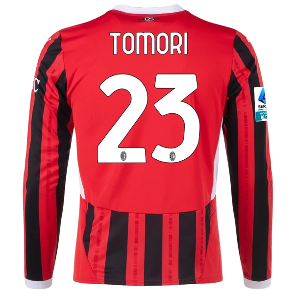 Puma AC Milan Fikayo Tomori Home Long Sleeve Jersey w/ Serie A Patch 24/25 (Red/Black)