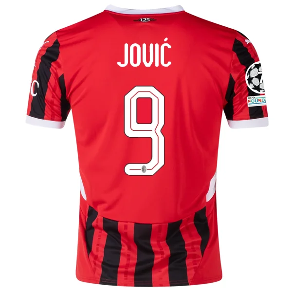 Puma AC Milan Luka Jović Home Jersey w/ Champions League Patches 24/25 (Puma Red/Puma Black)