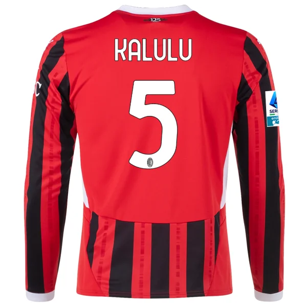 Puma AC Milan Pierre Kalulu Home Long Sleeve Jersey w/ Serie A Patch 24/25 (Red/Black)