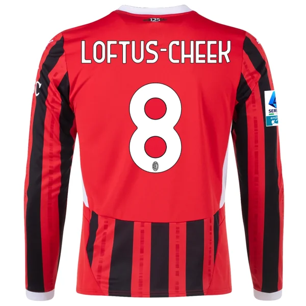 Puma AC Milan Ruben Loftus-Cheek Home Long Sleeve Jersey w/ Serie A Patch 24/25 (Red/Black)