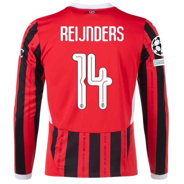 Puma AC Milan Tijjani Reijnders Home Long Sleeve Jersey w/ Champions League Patches 24/25 (Red/Black)