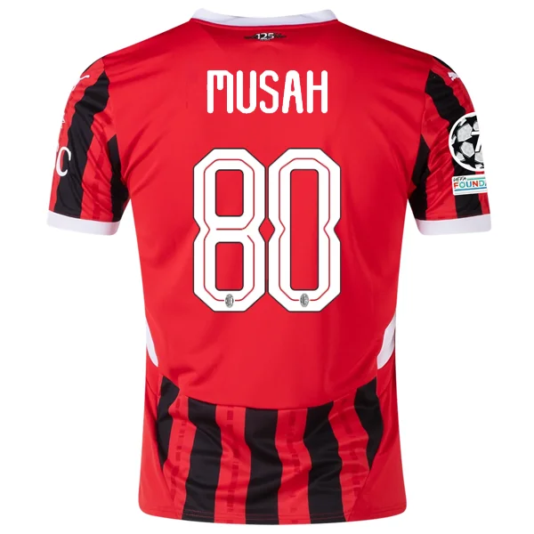 Puma AC Milan Yunus Musah Home Jersey w/ Champions League Patches 24/25 (Puma Red/Puma Black)