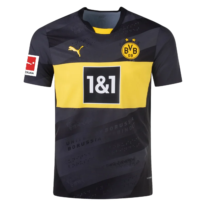 Puma Borussia Dortmund Authentic Away Jersey w/ Bundesliga Patch 24/25 (Puma Black/Faster Yellow)