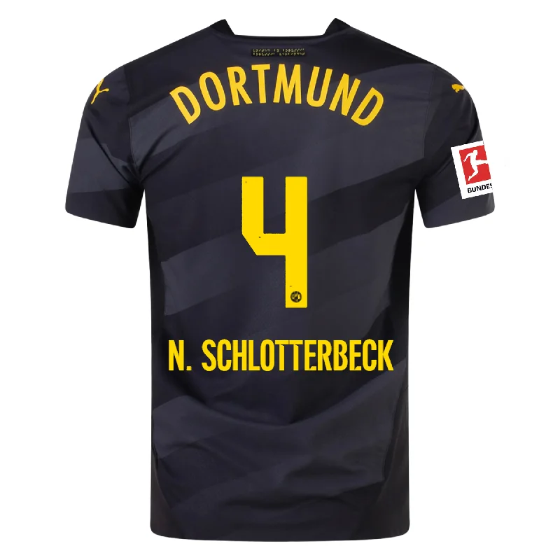 Puma Borussia Dortmund Authentic Nico Schlotterbeck Away Jersey w/ Bundesliga Patch 24/25 (Puma Black/Faster Yellow)