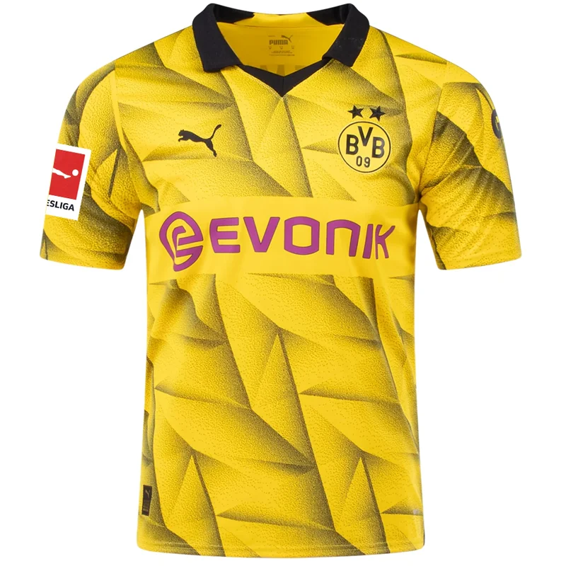 Puma Mens Borussia Dortmund Third Jersey w/ Bundesliga Patch 23/24 (Cyber Yellow/Puma Black)