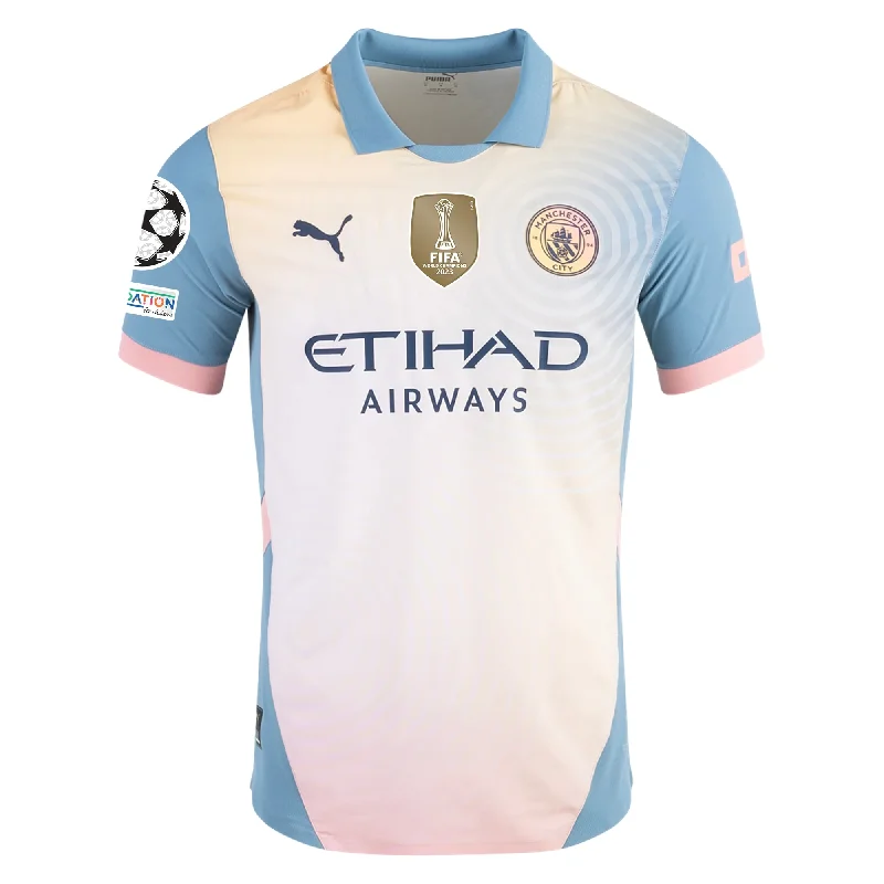 Puma Manchester City Authentic Fourth Jersey w/ Champions League + Club World Cup Patch 24/25 (Rosebay/Bold Blue)