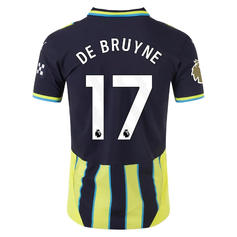 Puma Manchester City Authentic Kevin De Bruyne Away Jersey w/ EPL + Club World Cup Patch 24/25 (New Navy/Yellow Glow)