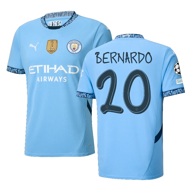 Puma Manchester City Bernardo Silva Home Jersey w/ Champions League + Club World Cup Patch 24/25 (Team Light Blue/Marine Blue)