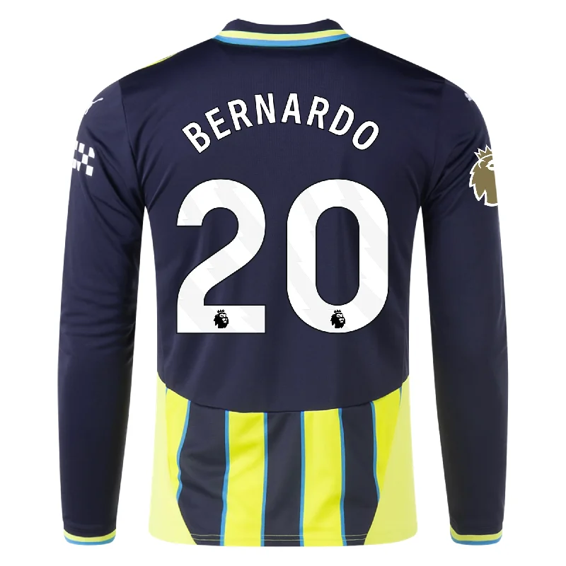 Puma Manchester City Bernardo Silva Long Sleeve Away Jersey w/ EPL + Club World Cup Patch 24/25 (New Navy/Yellow Glow)