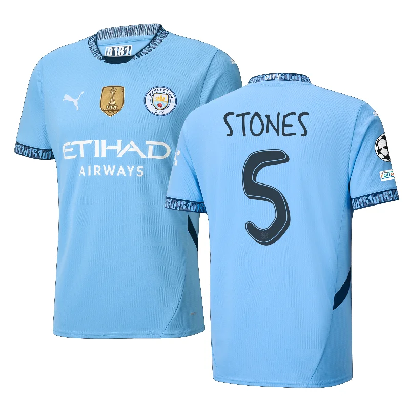 Puma Manchester City John Stones Home Jersey w/ Champions League + Club World Cup Patch 24/25 (Team Light Blue/Marine Blue)