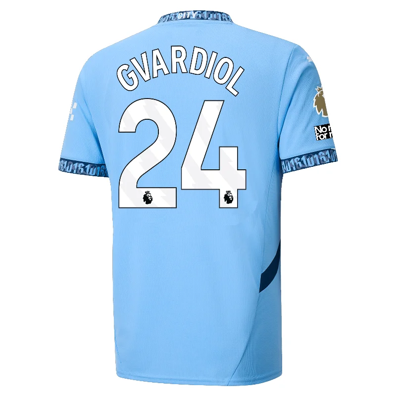 Puma Manchester City Joško Gvardiol Home Jersey w/ EPL + No Room For Racism + Club World Cup Patches 24/25 (Team Light Blue/Marine Blue)