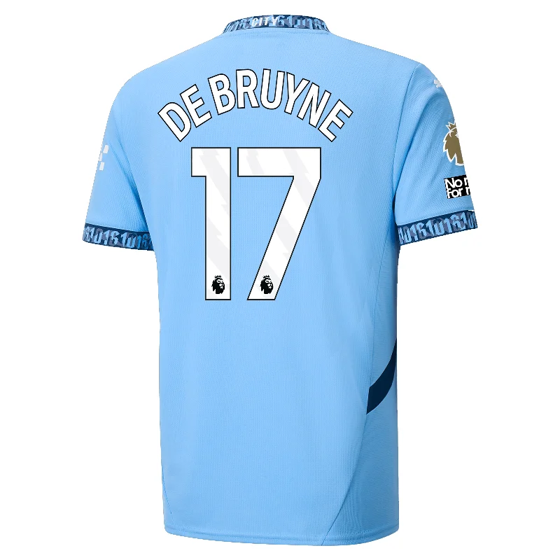 Puma Manchester City Kevin De Bruyne Home Jersey w/ EPL + No Room For Racism + Club World Cup Patches 24/25 (Team Light Blue/Marine Blue)