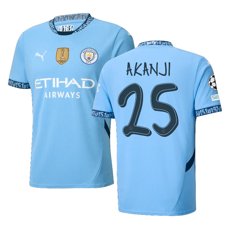 Puma Manchester City Manuel Akanji Home Jersey w/ Champions League + Club World Cup Patch 24/25 (Team Light Blue/Marine Blue)