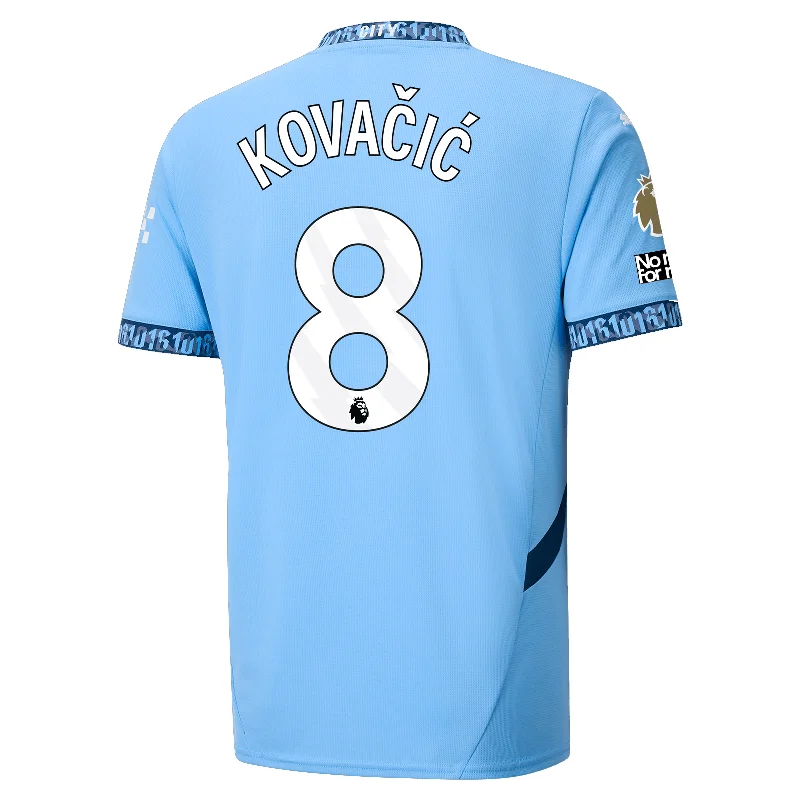 Puma Manchester City Mateo Kovačić Authentic Home Jersey w/ EPL + No Room For Racism Patch 24/25 (Team Light Blue/Marine Blue)