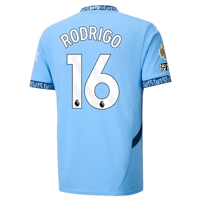 Puma Manchester City Rodrigo Authentic Home Jersey w/ EPL + No Room For Racism Patch 24/25 (Team Light Blue/Marine Blue)