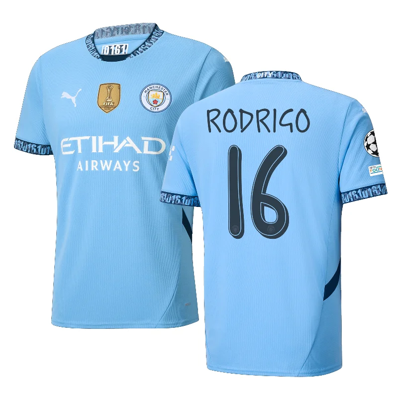 Puma Manchester City Rodrigo Home Jersey w/ Champions League + Club World Cup Patch 24/25 (Team Light Blue/Marine Blue)