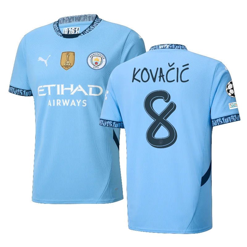 Puma Manchester City Mateo Kovačić Home Jersey w/ Champions League + Club World Cup Patch 24/25 (Team Light Blue/Marine Blue)