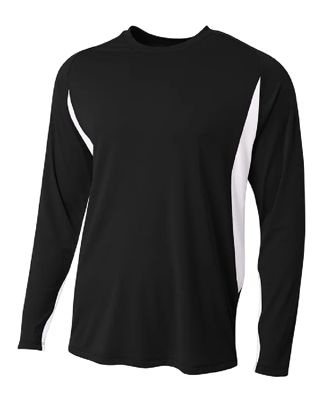 A4 Long Sleeve Color Block Cooling Performance Tee