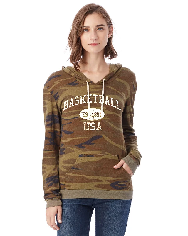 Basketball Eco Jersey Pullover Hoodie-Vintage Distressed Established Date USA